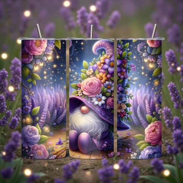 Floral Gnome Garden 20 oz Tumbler