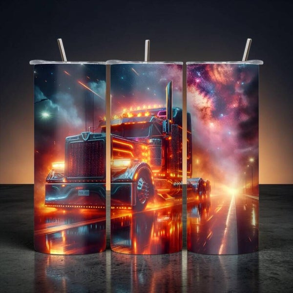 Night Road Semi Truck 20 oz Tumbler