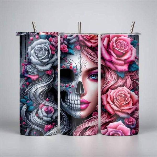 Skull Beauty Rose 20 oz Tumbler