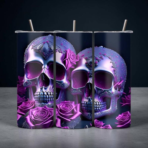 Purple Skull Roses 20 oz Tumbler