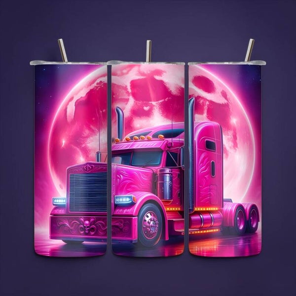 Pink Moon Semi Truck 20 oz Tumbler