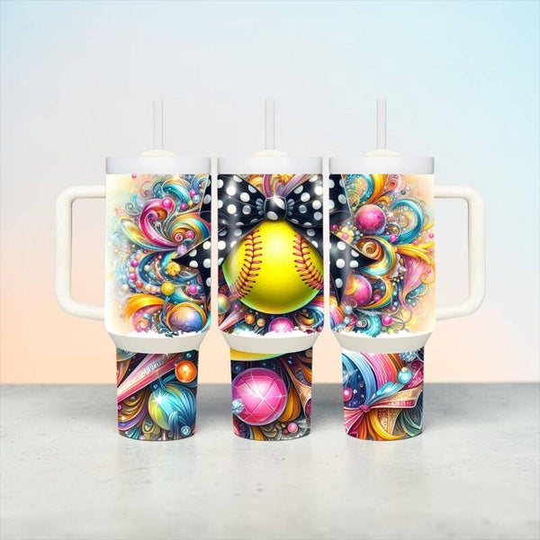 Colorful Softball 40 oz Tumbler