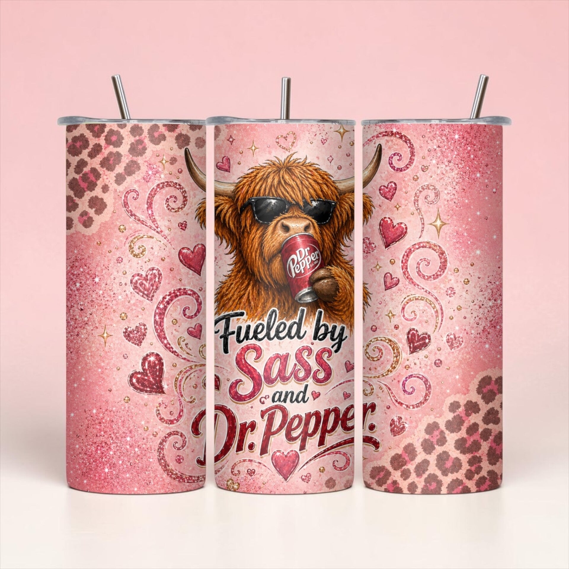 Fueled by Sass Highland Cow 20 oz Tumbler