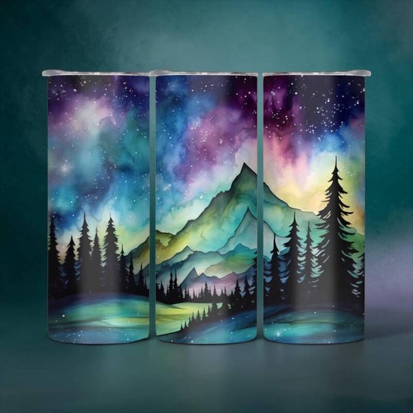 Northern Lights Mountain 20 oz Tumbler