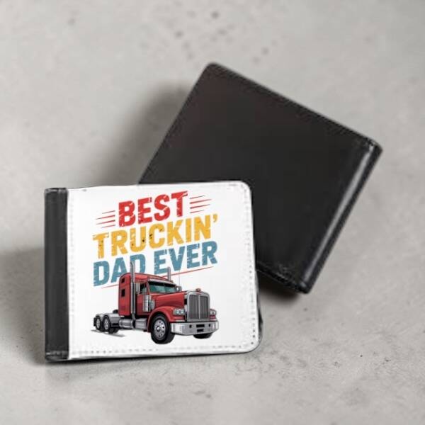 Best Truckin’ Dad Ever Wallet – Semi Truck Gift for Father
