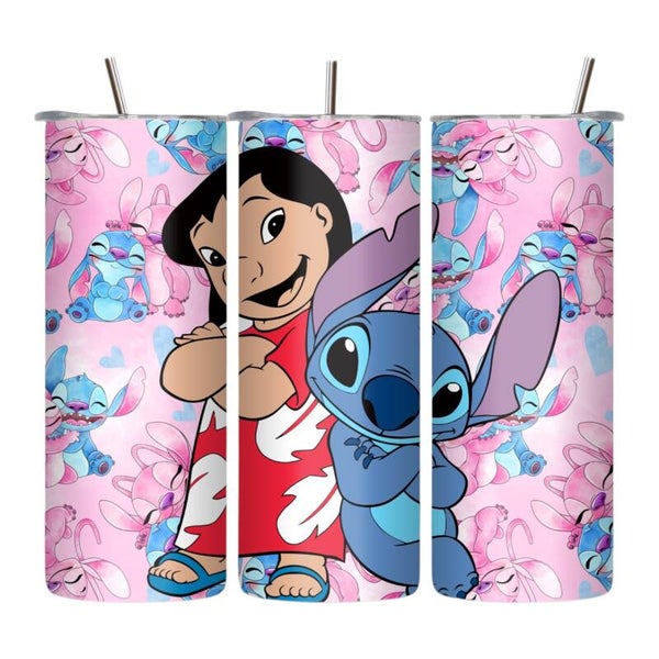 Cute Blue Alien & Tropical Girl 20 oz Tumbler