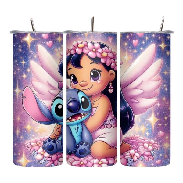 Cute Blue Alien & Tropical Angel Girl 20 oz Tumbler