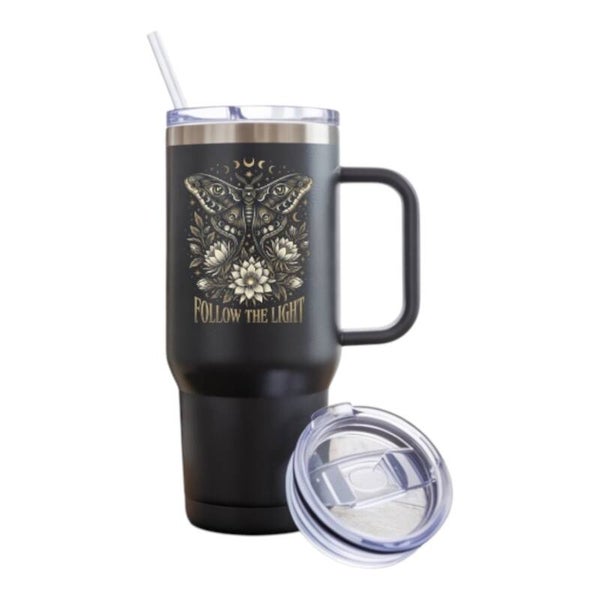 Follow the Light 40 oz Tumbler with Handle and Straw