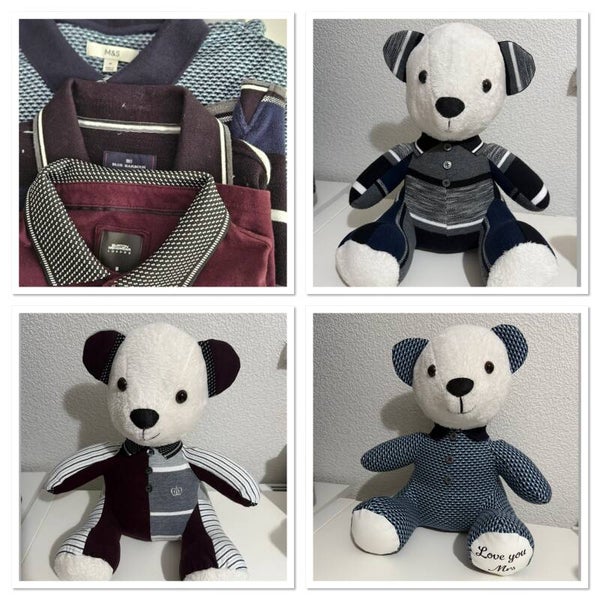 Memory bear with T-shirt collar