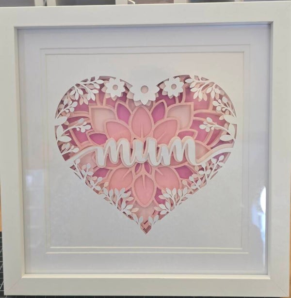 Pink and White mum Shadow Box