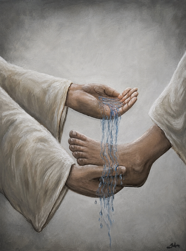 Washing of Feet (Grey Tones)- SOLD
