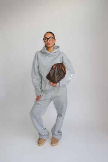 ANN-FLEUR BOW TRACKSUIT - MARL GRAY WITH WHITE BOWS