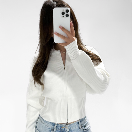 THE PERFECT KNIT ZIP WHITE