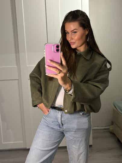 OLIVIA GREEN SUEDE JACKET