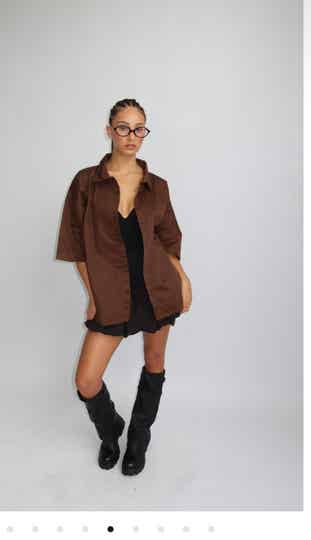 PRIORITY 81 BOXY FIT BLOUSE BROWN