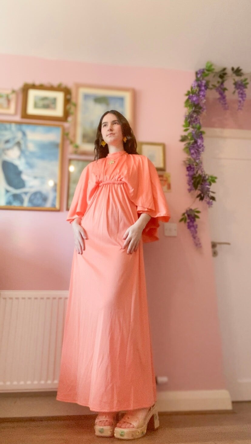 1970's Peach Maxi Dress
