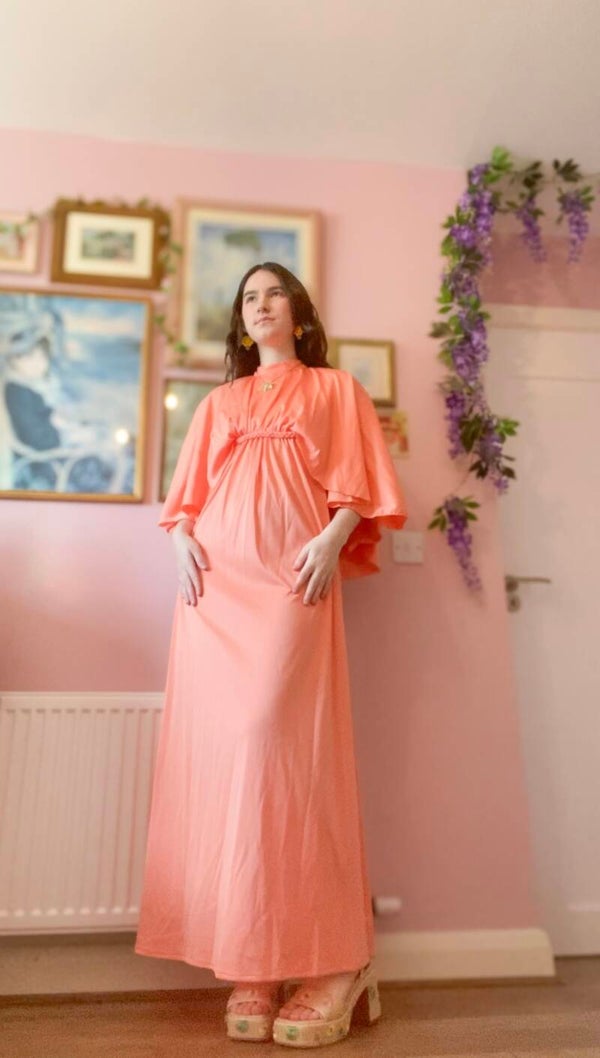 1970's Peach Maxi Dress