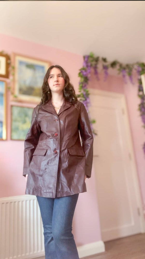 Vintage 1970's Burgandy Leather Jacket