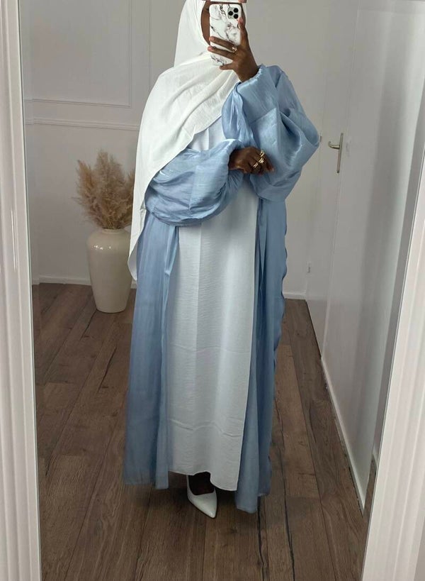 Abaya organza (gris bleuté)