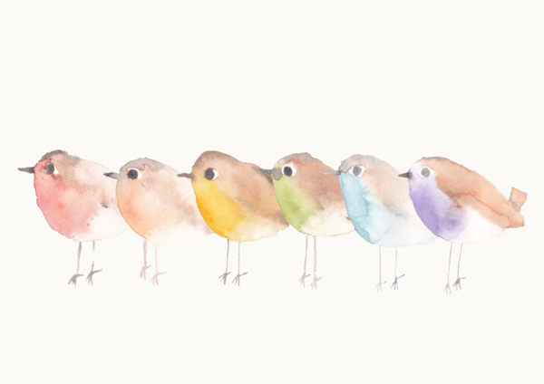 kerstkaart regenboogborstjes (10 stuks)