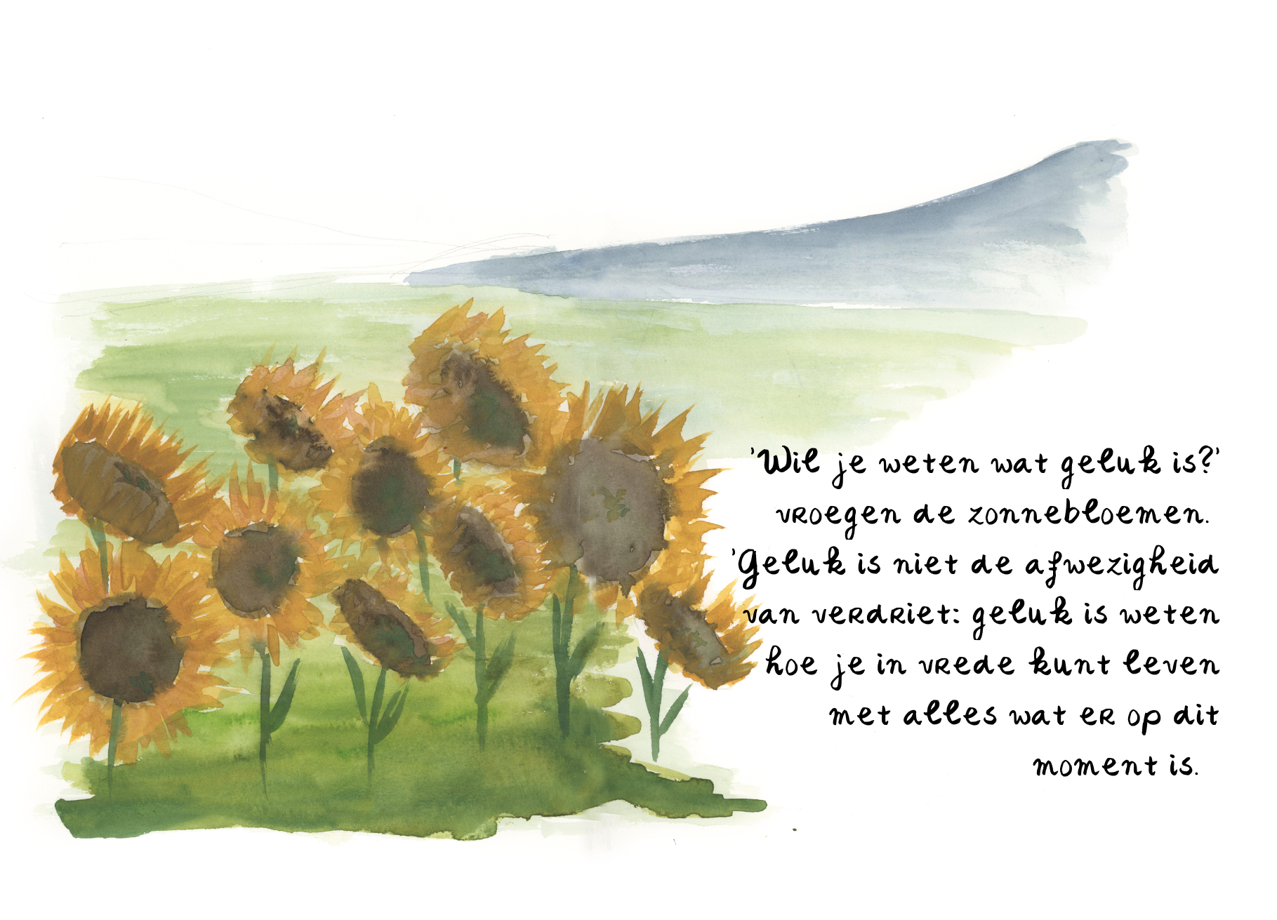 A6 kaartje 10. Geluk, met de zon meedraaien