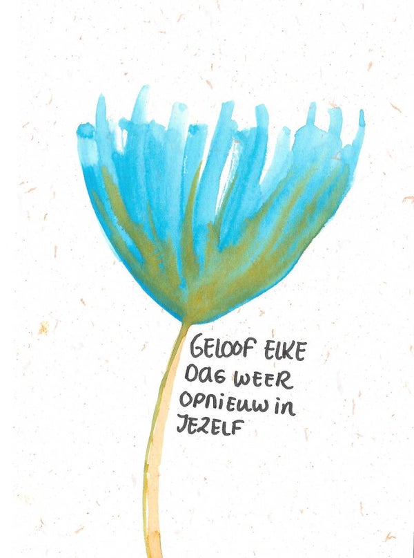 Origineel kunstwerkje in passepartout 13 x 18 cm