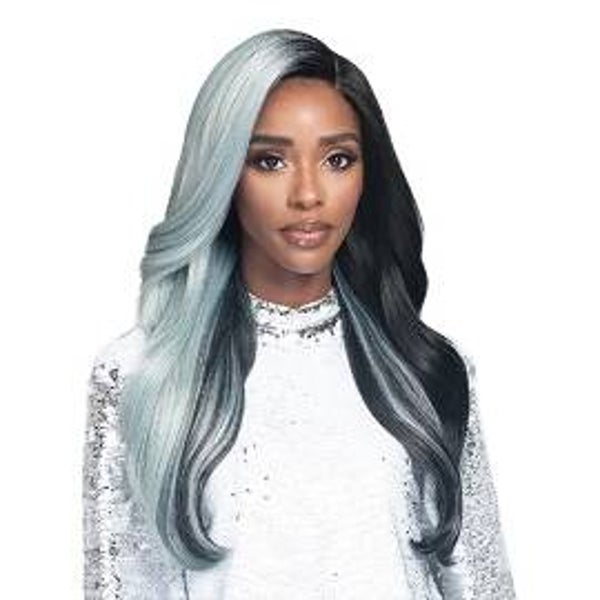 Half and half grey died lacefront