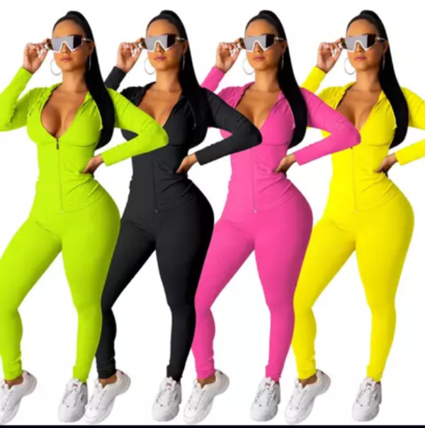 Solid color zipper 2 piece set