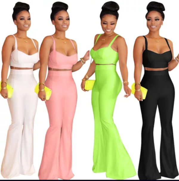 Holtercrop top bell bottom pants