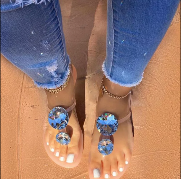 Women flat diamond flip flop