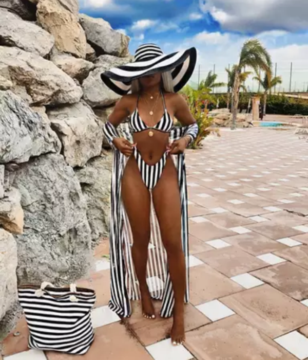 3 pieces stripped swim wear