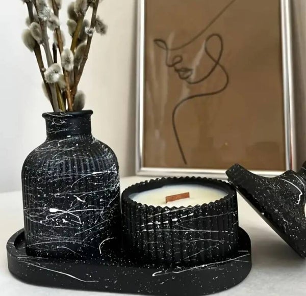 Ceramic vase and candles