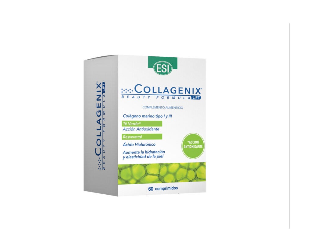 Collagenix Antioxidante Aumenta la hidratación y elasticidad de la piel, con Colágeno marino tipo I y II, Acción antioxidante gracias al Té verde, Resveratrol y Ácido Hialurónico.