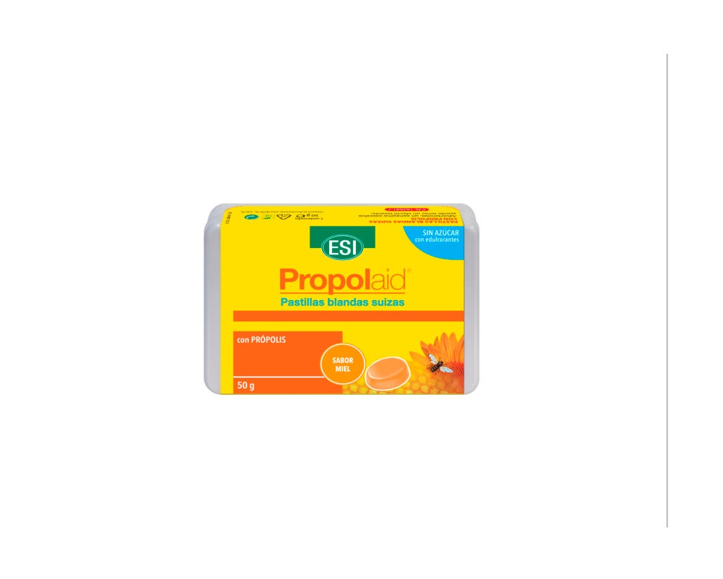 Propolaid Pastillas blandas Suizas – MIEL Caramelos de propóleo con sabor a miel para la garganta.