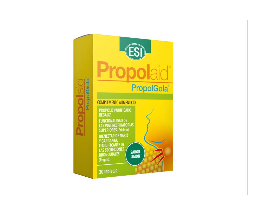 Propolaid Propolgola Limón Complemento natural a base de propóleo para el bienestar de la nariz y de la garganta.