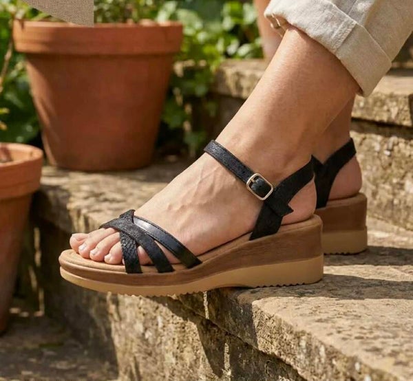 Sandalette Compensée Noire