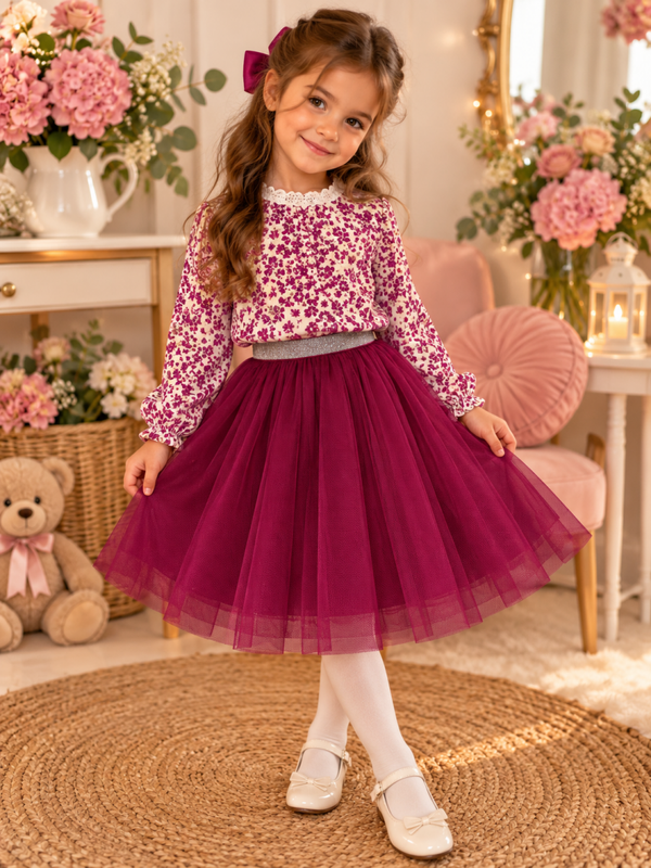 Chemise fleur bordeaux