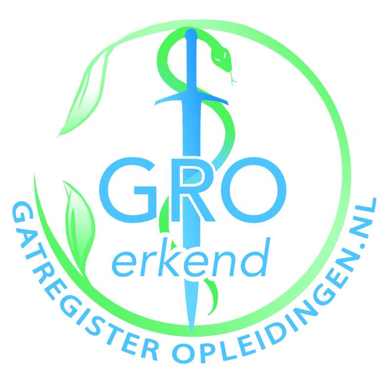 Afbeelding van het logo van GRO, een register van erkende en geaccrediteerde alternatieve opleidingen. CAT  GRO GAT erkend en kwaliteitssysteem