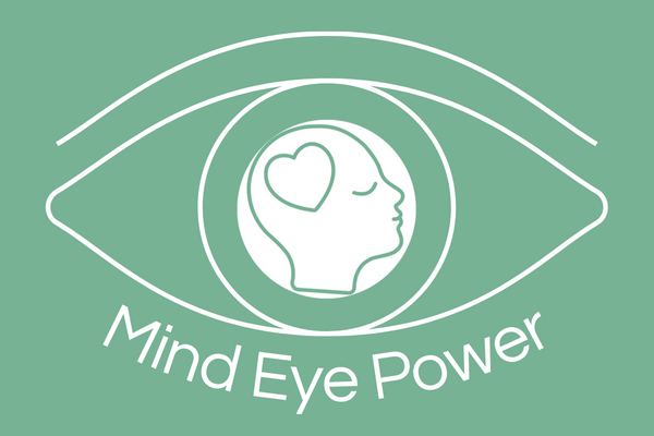 logo van mind eye power opleidingen. Een oog met daarin een hoofd met een hartje op de plek van het brein