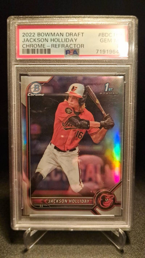 2022 Bowman Draft Jackson Holiday Chrome Refractor PSA 10