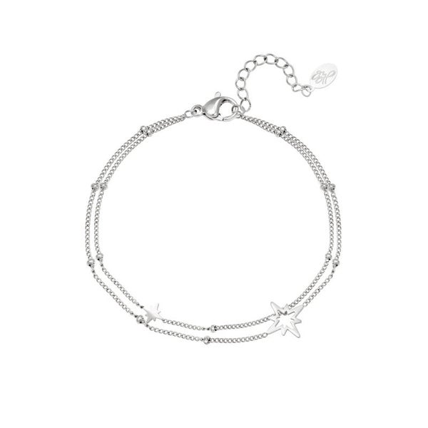 Dubbele ster armband | Zilver