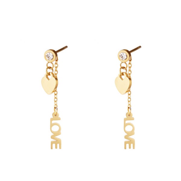 Heart love oorbellen | Goud