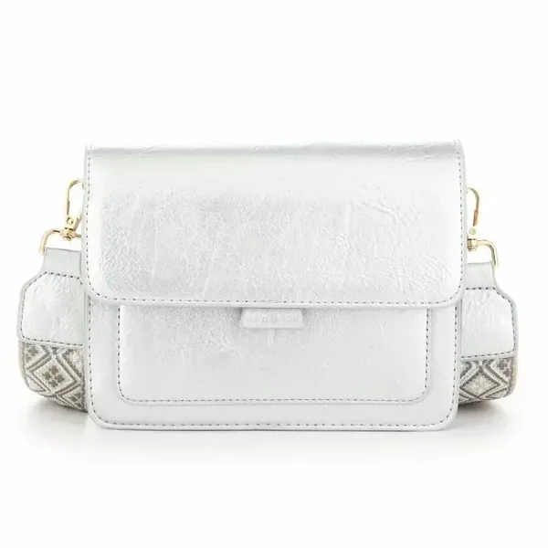 Crossbody tas Croco | Zilver -