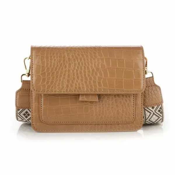Crossbody tas Full Croco | Bruin