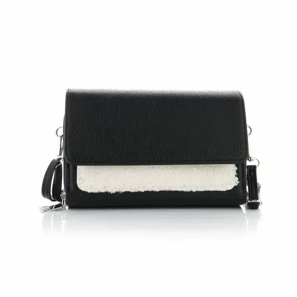 Portemonnee tasje | Zwart met teddy stof