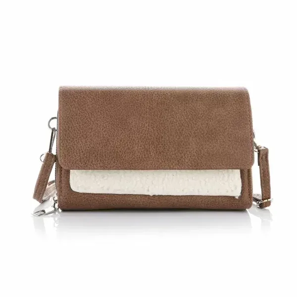Portemonnee tasje | Bruin met teddy stof