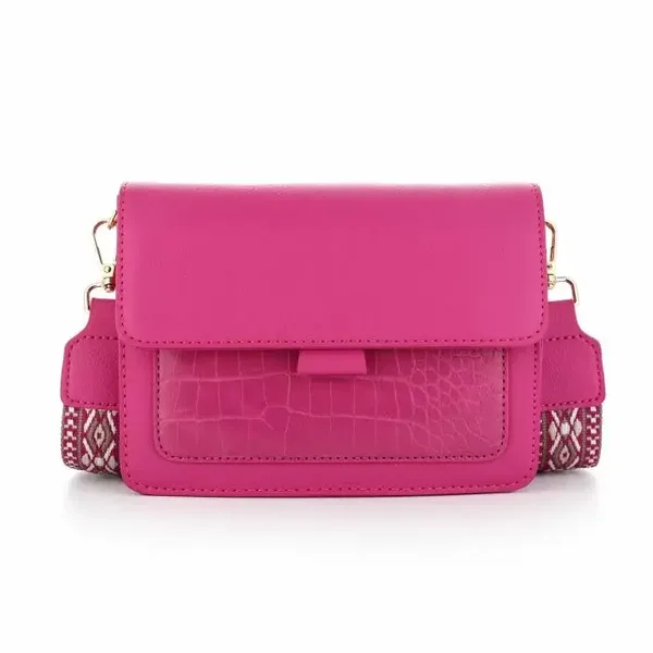 Crossbody tas Croco | Fushia roze