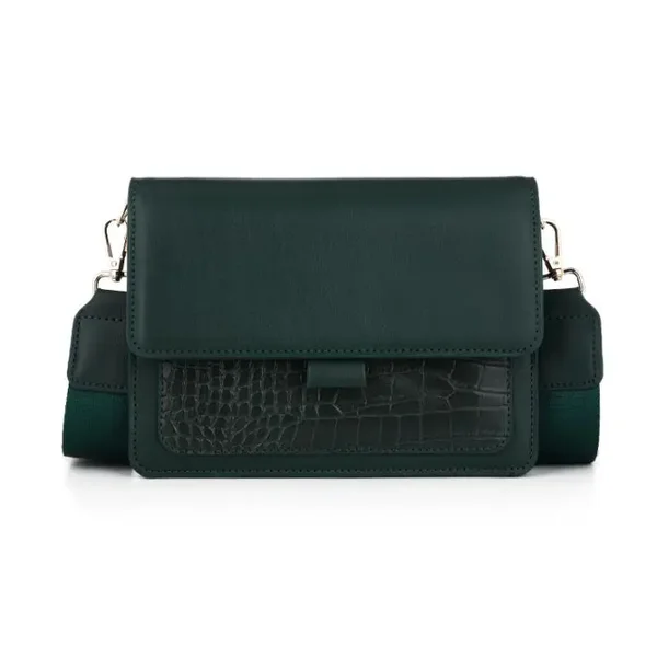 Crossbody tas Croco | Donkergroen GROOT