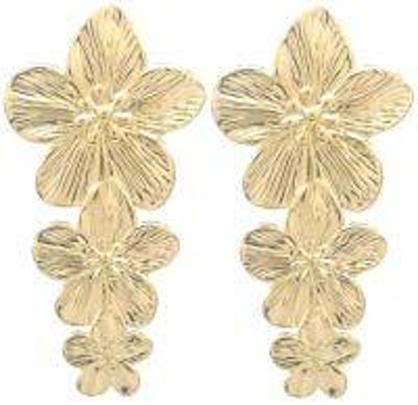 Triple bloempje oorbellen | Goud