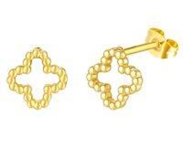 Klaver studs oorbellen | Goud